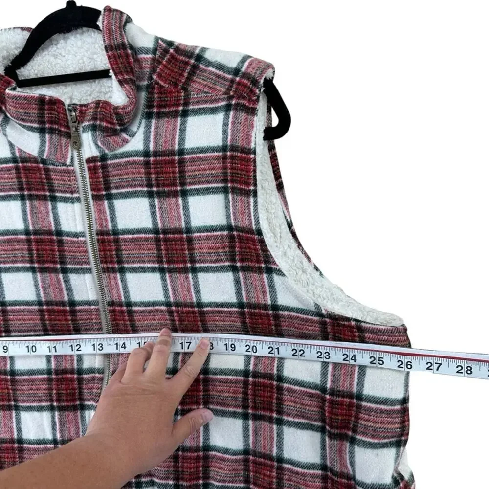 NWT Maurices plaid check Sherpa faux fur lined full zip vest women’s size 2x - Picture 8 of 8